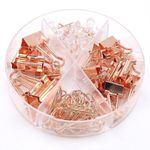 Kit Prendedores Escritório BRW Rose Gold Luxo - Clipes, Binder, Alfinete