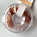 Kit Prendedores Escritório BRW Rose Gold Luxo - Clipes, Binder, Alfinete