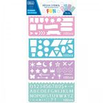 Kit 4 Régua Stencil Tilibra Tom Pastel - Números, Letras, Formas