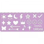 Kit 4 Régua Stencil Tilibra Tom Pastel - Números, Letras, Formas