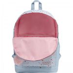 Mochila Tilibra Coração Metálica Academie - com Chaveiro de Pom Pom Escolar
