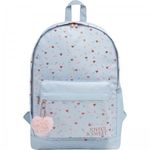 Mochila Tilibra Coração Metálica Academie - com Chaveiro de Pom Pom Escolar