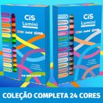 Kit 24 Marca Texto Cis Lumini Tons Pastel, Metálicos e Neon - Coleção Completa