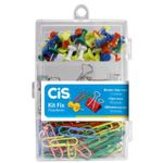 Kit Escritório Cis - Clipes, Alfinetes e Binder Clips (Prendedor de Papel) Coloridos