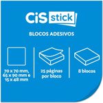 Kit 8 Blocos Notas Adesivas + Marcador de Páginas Cis - 25 Folhas cada
