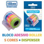 Bloco de Notas Adesivo Tilibra + Dispenser Tili Notes Roller 5 Cores