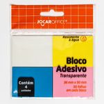 Bloco Notas Adesivas Jocar Office Transparente - 4 Cores Tom Pastel - 50 Folhas