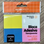 Bloco Notas Adesivas Jocar Office Transparente - 4 Cores Tom Pastel - 50 Folhas