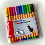 Kit 12 Mini Caneta Stabilo Point 88 - Ponta Ultra Fina 0.4mm
