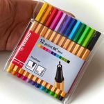 Kit 12 Mini Caneta Stabilo Point 88 - Ponta Ultra Fina 0.4mm