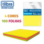 Bloco Notas Adesivas Tilibra Tili Notes para Recados e Lembretes 76x76mm 100 Folhas 4 Cores