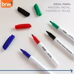 Kit 4 Marcador Artístico Permanente BRW Evoke Ponta Fina - Cores Básicas