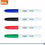 Kit 4 Marcador Artístico Permanente BRW Evoke Ponta Fina - Cores Básicas