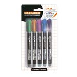 Kit 5 Marcador com Contorno Jocar Office - Outline - Metálico - Ideal para Lettering