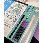 Kit para Brush Lettering Cis 9 Peças - Apostila, Dual Brush, Marcador