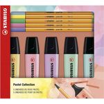 Kit Stabilo Pastel 5 Marca Texto Boss + 5 Canetas Point 88 Ultra Fina Ponta Agulha