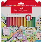 Kit 24 Caneta Fine Pen Faber Castell com Estojo Plástico Ponta Fina