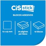 Kit 10 Bloco Adesivo Marcador de Página Cis - 20 Folhas cada