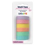 Kit 6 Washi Tape Trend Tons Pastel Brilho 12,5mm x 3 metros Jocar Office