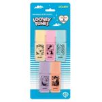 Kit 5 Mini Marca Texto Pastel Looney Tunes LeoArte - Pernalonga Patolino PiuPiu