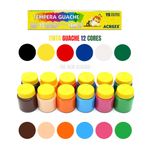 Tinta Guache Acrilex - Tradicional, Metallic ou Glitter - 6 ou 12 Cores