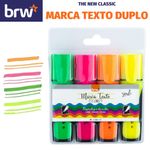Marca Texto Traço Duplo BRW Neon - Kit 4 Cores