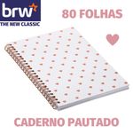 Caderno BRW Capa Dura Corações 80 Folhas 150x210mm