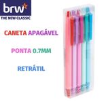 Kit 5 Caneta Apagável Retrátil Gel BRW Ponta Fina 0.7mm