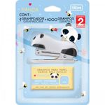 Mini Grampeador Panda + Grampos Tilibra Fofo