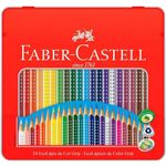 Lata Estojo Lápis de Cor Faber Castell com Esferas Antideslizantes Grip - 24 Cores