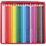 Lata Estojo Lápis de Cor Faber Castell com Esferas Antideslizantes Grip - 24 Cores
