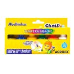 Tinta Guache com Pincel Acrilex 6 Cores - Estilo Corretivo