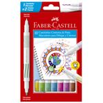 Canetinha Hidrográfica Faber-Castell Contorna & Pinta Ponta Dupla 10 Cores
