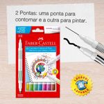 Canetinha Hidrográfica Faber-Castell Contorna & Pinta Ponta Dupla 10 Cores
