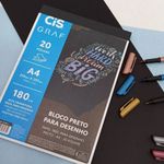 Bloco Preto para Desenho Cis Graf - 20 Folhas Pretas A4