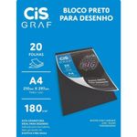 Bloco Preto para Desenho Cis Graf - 20 Folhas Pretas A4
