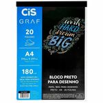 Bloco Preto para Desenho Cis Graf - 20 Folhas Pretas A4