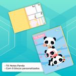 Kit Bloco Adesivo Notas e Marcador de Páginas Tilibra Panda Fofo - Patinha, Pontilhado, Pautado, Checklist e Quadriculad