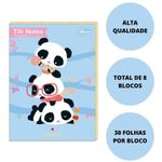 Kit Bloco Adesivo Notas e Marcador de Páginas Tilibra Panda Fofo - Patinha, Pontilhado, Pautado, Checklist e Quadriculad
