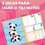 Kit Bloco Adesivo Notas e Marcador de Páginas Tilibra Panda Fofo - Patinha, Pontilhado, Pautado, Checklist e Quadriculad