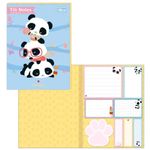 Kit Bloco Adesivo Notas e Marcador de Páginas Tilibra Panda Fofo - Patinha, Pontilhado, Pautado, Checklist e Quadriculad