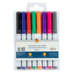 Kit Marcador para Quadro Branco Ponta Fina BRW - 8 Cores