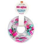 Kit Prendedores Escritório BRW Tutti Frutti (Rosa e Verde Pastel) - Clipes e Binder Clipes
