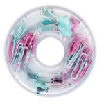 Kit Prendedores Escritório BRW Tutti Frutti (Rosa e Verde Pastel) - Clipes e Binder Clipes