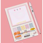 Kit Bloco de Notas Adesivo + Marcador de Página BRW Fofo Tom Pastel com detalhes em Dourado