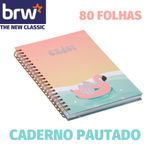 Caderno BRW Capa Dura Enjoy Flamingo 80 Folhas 130x188mm
