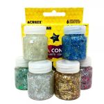 Tinta Acrilex Confetti 6 Cores - Com Glitter Brilho