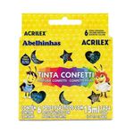 Tinta Acrilex Confetti 6 Cores - Com Glitter Brilho