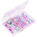 Kit Jocar Office Tom Pastel Clipes + Alfinetes + Binder Clips - Lilás, Verde e Rosa