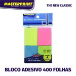 Bloco Notas Adesivas 400 Folhas para Lembretes e Recados Masterprint Neon - Rosa, Amarelo, Verde e Azul